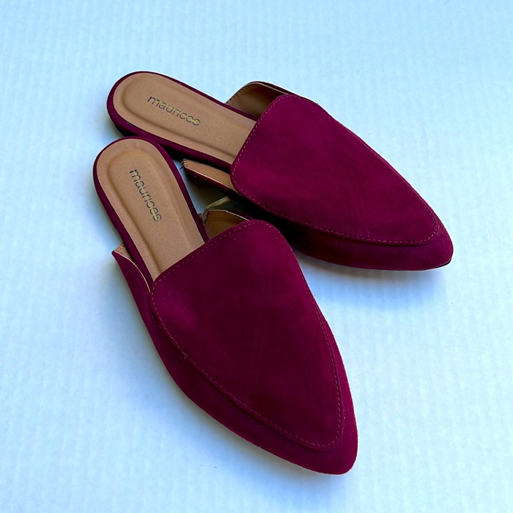 Maurice’s Burgundy Pointed Toe Flats size 8
